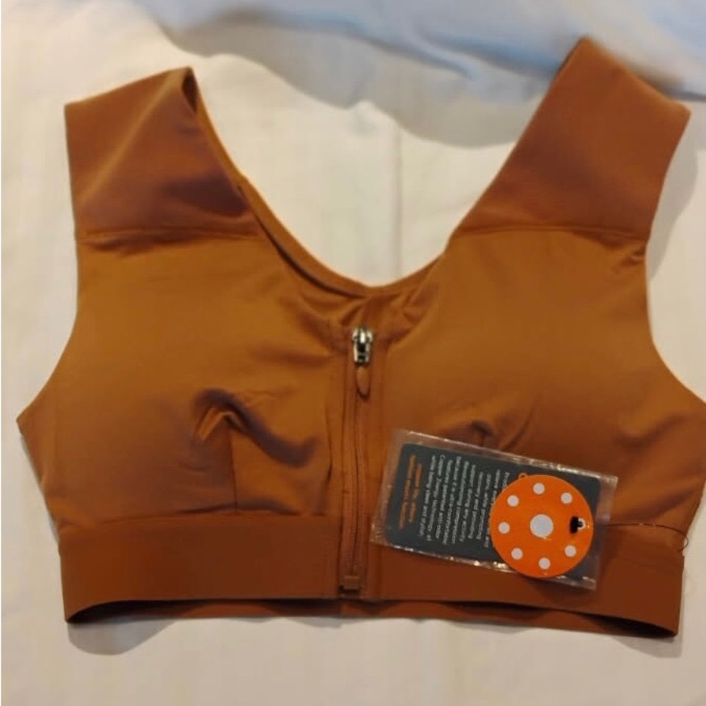 Women's Front-Zip Sports Bra - Rust